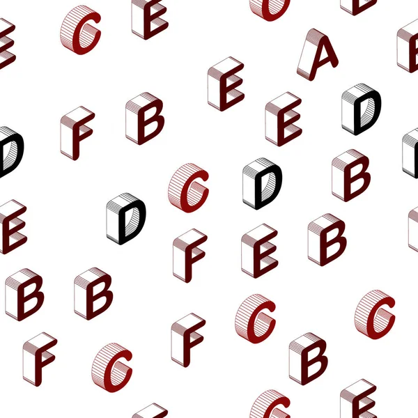 3D分離された文字を持つ暗い赤ベクトルシームレスなテンプレート. — ストックベクタ