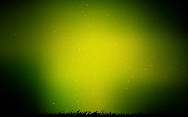 Темно-зеленый, желтый векторный рисунок со звездами ночного неба . — стоковый вектор
