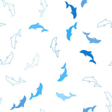 Okyanus yunusları ile Açık Mavi vektör dikişsiz zemin.