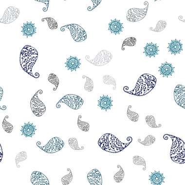 Açık Mavi, Yeşil vektör yaprak ve çiçekler ile sorunsuz soyut desen.