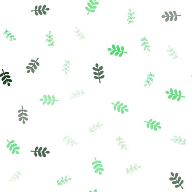 Yapraklarla Açık Yeşil vektör dikişsiz doğal desen.