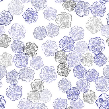 Çiçeklerle lacivert vektör dikişsiz doodle zemin.