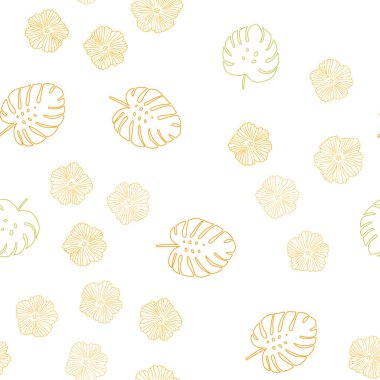 Açık Yeşil, Sarı vektör kesintisiz soyut desen çiçekler, yapraklar.