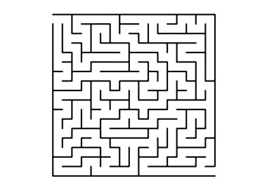Siyah labirent, bulmaca ile beyaz vektör şablonu.