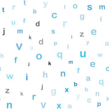 Abc sembolleri ile Açık Mavi vektör dikişsiz desen.