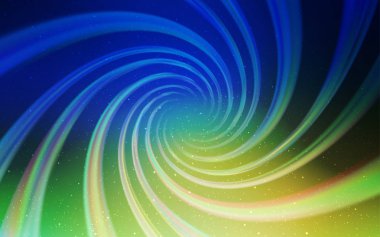 Açık mavi, galaksi yıldızları ile yeşil vektör arka plan.