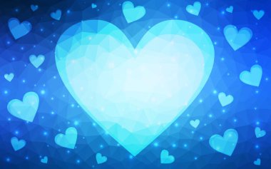 Renkli kalpli Açık Mavi vektör deseni.