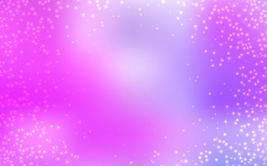 Açık mor, pembe vektör uzay yıldızları ile şablon.