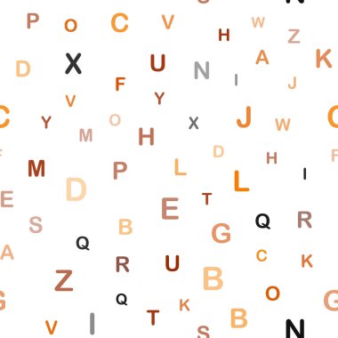 Abc karakterleri ile Açık Turuncu vektör dikişsiz doku.