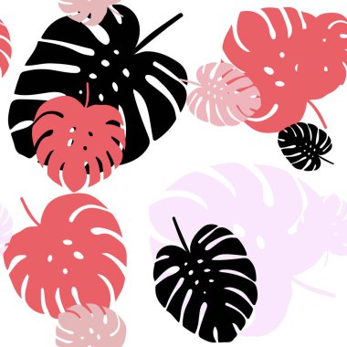 Yaprakile Açık Kırmızı vektör dikişsiz zarif duvar kağıdı.