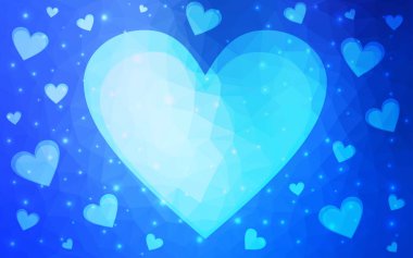 Renkli kalpli Açık Mavi vektör deseni.