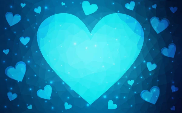 Donker blauwe vector achtergrond met zoete harten. — Stockvector