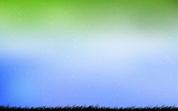 Bleu clair, motif vectoriel vert avec étoiles du ciel nocturne . — Image vectorielle