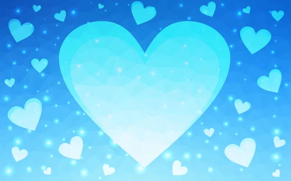 Luz azul vector fondo con corazones . — Vector de stock