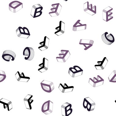 Açık Pembe, Mavi vektör 3d latin alfabesi ile sorunsuz düzeni.