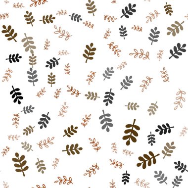 Yapraklar, dallar ile Açık Turuncu vektör dikişsiz doodle deseni.