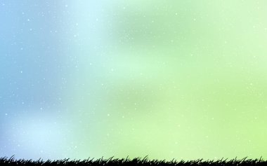 Açık mavi, astronomik yıldızlar ile yeşil vektör arka plan.