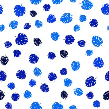 Yaprakları ile Açık Mavi vektör dikişsiz doodle desen.