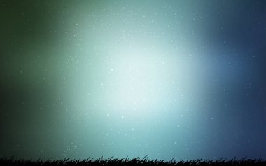 Açık mavi, astronomik yıldızlar ile yeşil vektör arka plan.