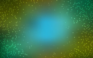 Açık mavi, yeşil vektör şablonu ile uzay yıldızları.