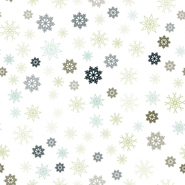 Bleu clair, Texture transparente vectorielle verte avec flocons de neige colorés . — Image vectorielle
