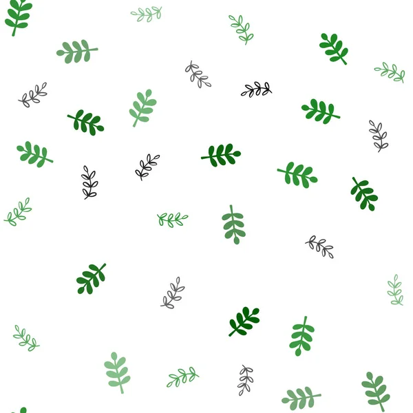 Licht groene vector naadloze doodle patroon met bladeren. — Stockvector