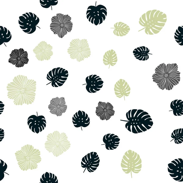 Azul claro, vector verde patrón abstracto sin costuras con flores, hojas . — Vector de stock