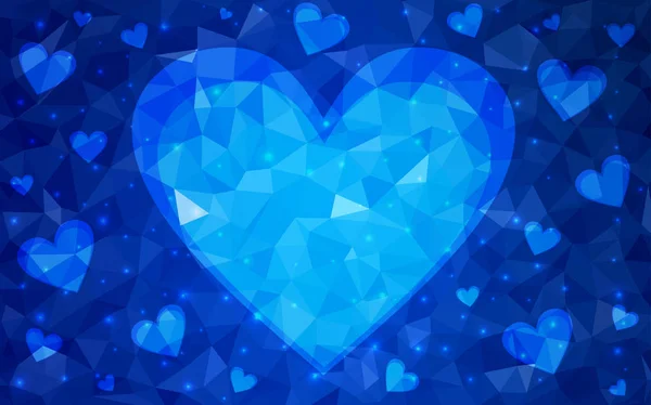 Темная векторная текстура синего цвета с очаровательными сердцами . — стоковый вектор