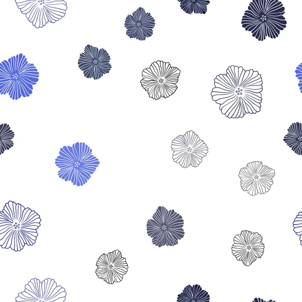 Dunkelblauer Vektor nahtlos abstraktes Muster mit Blumen. — Stockvektor