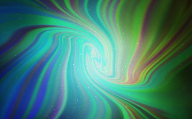 Açık mavi, kozmik yıldızlar ile yeşil vektör düzeni.