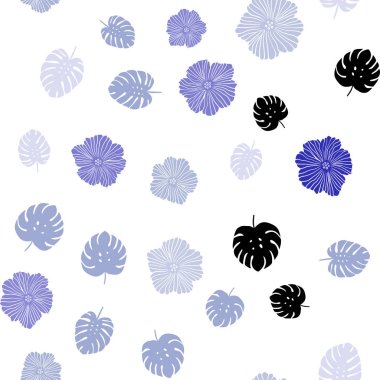 Çiçekler, yapraklar ile Açık Mor vektör dikişsiz zarif arka plan.