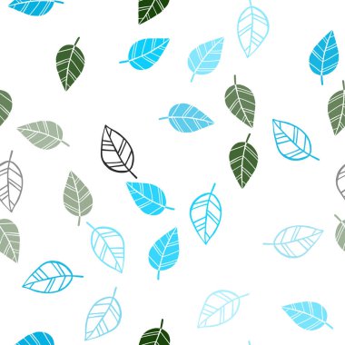 Açık Mavi, Yeşil vektör yaprakları ile sorunsuz soyut tasarım.