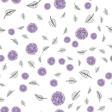 Koyu Mor vektör yapraklar, çiçekler ile dikişsiz zarif şablon.