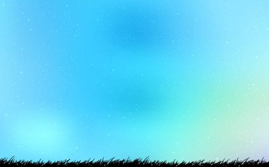 Açık mavi, kozmik yıldızlar ile yeşil vektör düzeni.