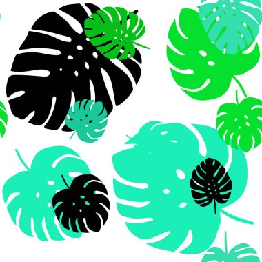 Açık Yeşil vektör yaprakları ile dikişsiz zarif desen.