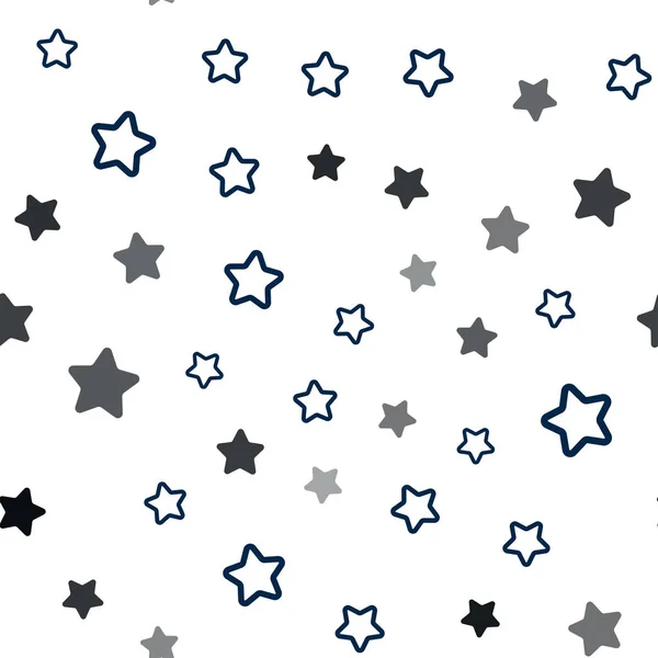 Tapa sin costura vectorial azul oscuro con estrellas pequeñas y grandes . — Archivo Imágenes Vectoriales