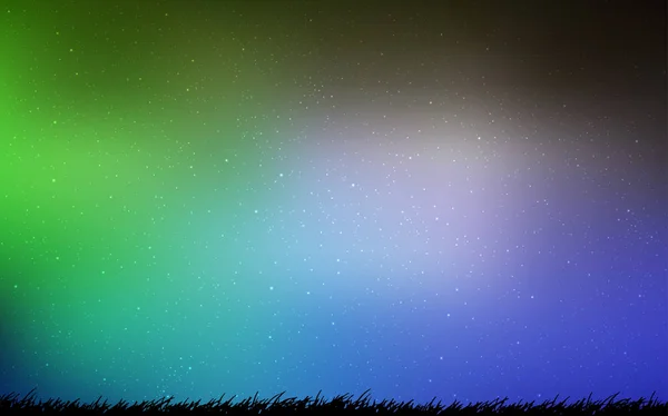 Azul claro, layout vetorial verde com estrelas cósmicas . — Vetor de Stock