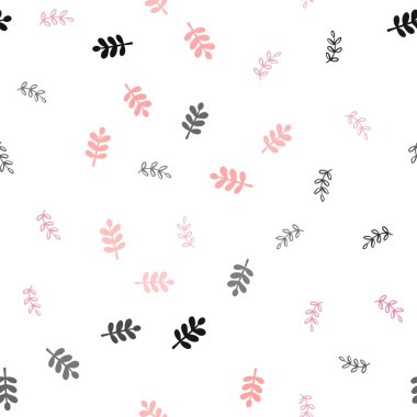 Yaprakları ile Açık Pembe vektör dikişsiz doodle zemin.