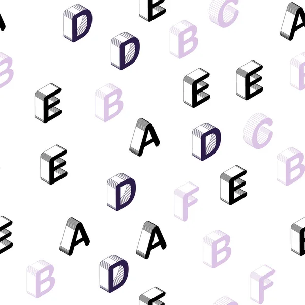 Modèle sans couture de vecteur violet clair avec des lettres isolées 3D . — Image vectorielle