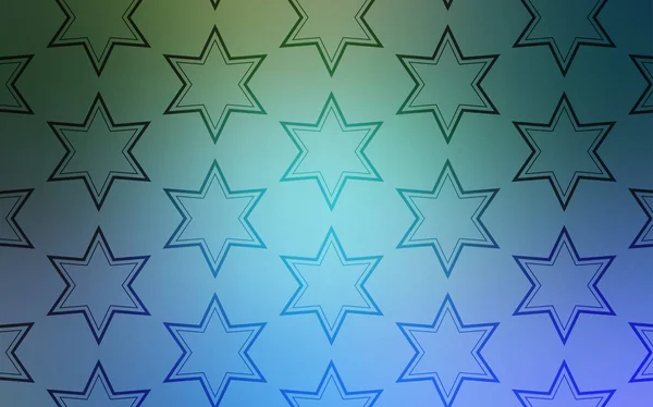 Azul claro, patrón de vector verde con estrellas de Navidad. — Vector de stock