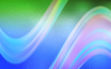 Açık mavi, astronomik yıldızlar ile yeşil vektör arka plan.