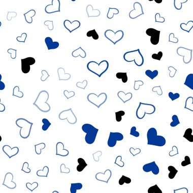 Dark BLUE vector seamless layout with sweet hearts.