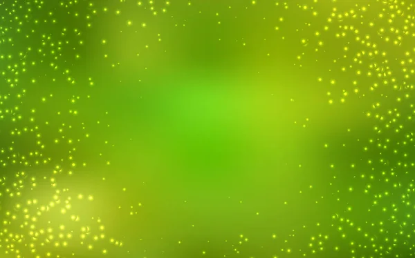 Ljusgrön, gul vektor bakgrund med astronomiska stjärnor. — Stock vektor