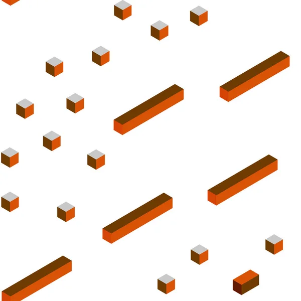 Dark Orange vector seamless, isometric pattern in square style. — Stock Vector