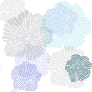 Koyu Pembe, Çiçeklerile Mavi vektör dikişsiz doodle fon.