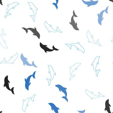 Okyanus yunusları ile Açık Mavi vektör dikişsiz zemin.