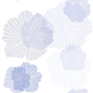 Çiçeklerle Açık Mavi vektör dikişsiz doodle deseni.