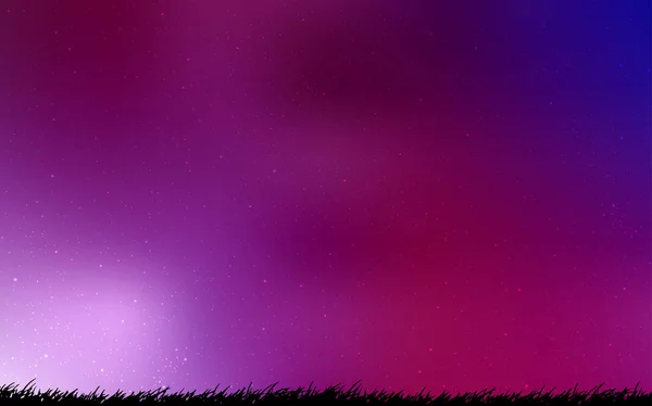 Dark Purple, patrón vectorial rosa con estrellas del cielo nocturno . — Vector de stock