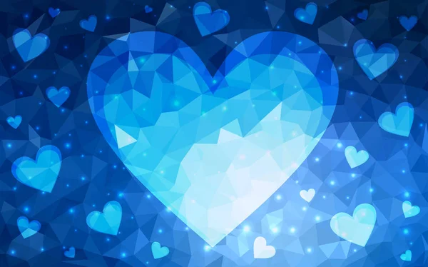 OSCURIDAD azul vector de fondo con corazones . — Vector de stock