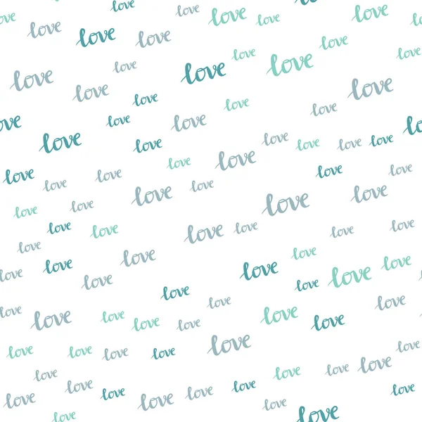 Light Blue, Green vector seamless backdrop with phrase LOVE YOU. — Stock Vector